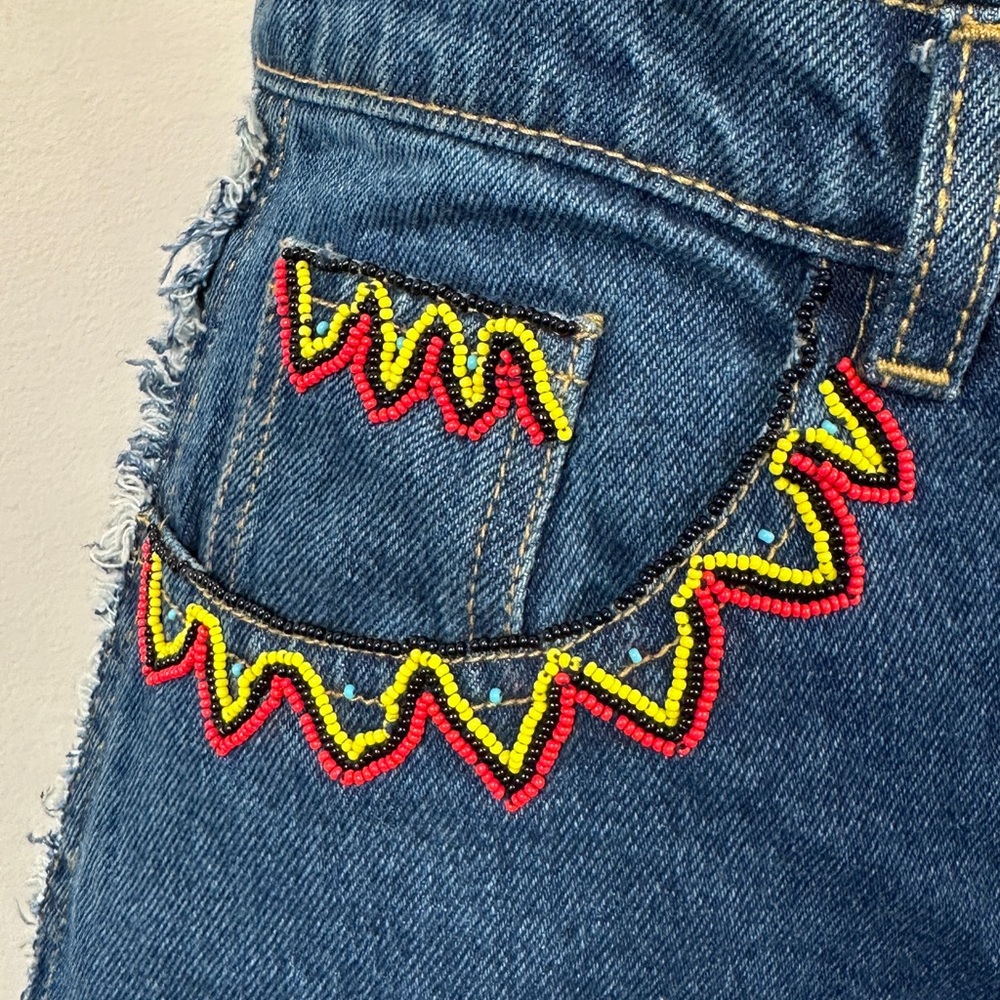 Italy Denim Beaded Mini Skirt I Pinco Pallino 1950– S - Picture 4 of 6